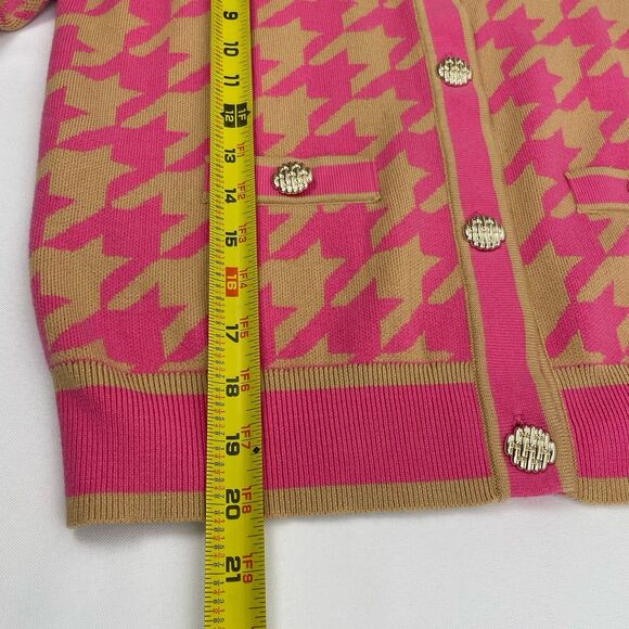 River Island Pink Preppy Houndstooth Cardigan-14 - Picture 9 of 13